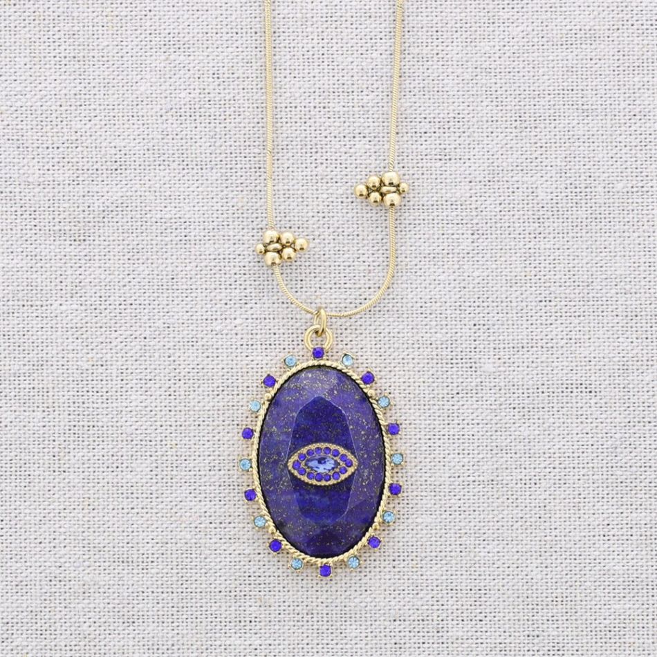 COLLAR ACERO COLGANTE PIEDRA CRISTALES