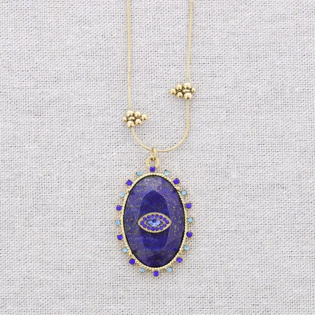 COLLAR ACERO COLGANTE PIEDRA CRISTALES