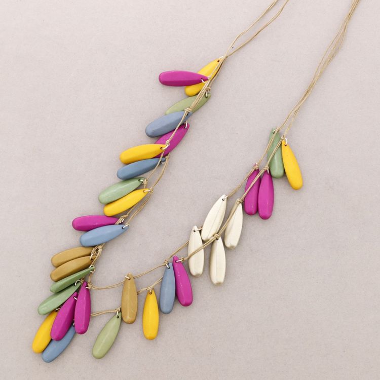 LONG DOUBLE BEADS RESIN NECKLACE