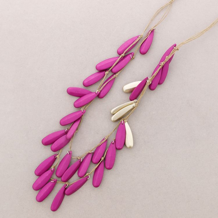LONG DOUBLE BEADS RESIN NECKLACE 2