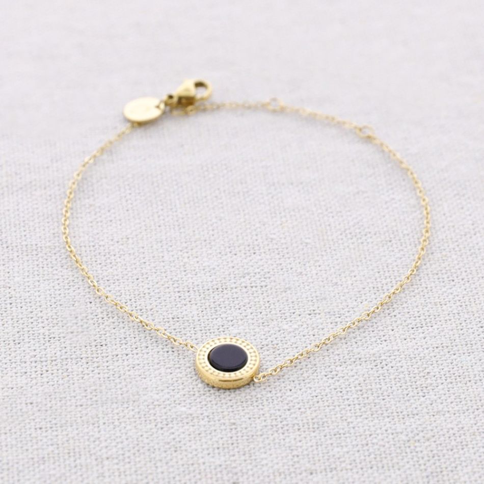 PULSERA ACERO MEDALLITA PIEDRA