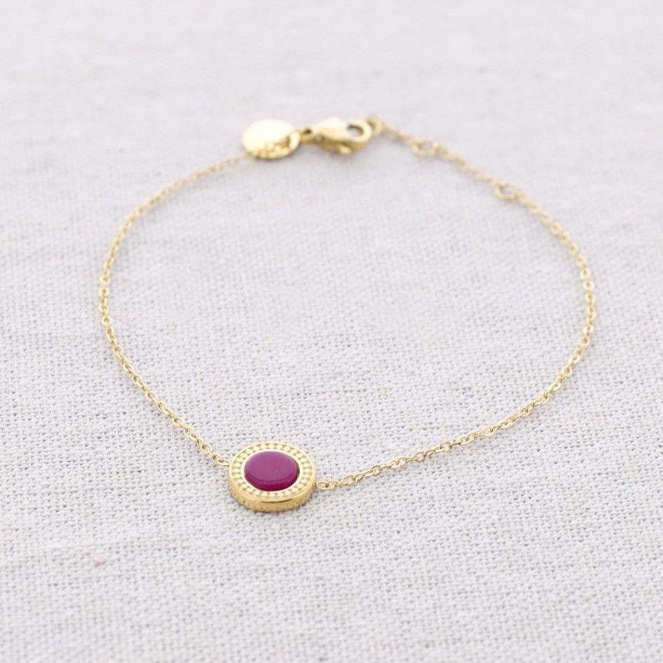 PULSERA ACERO MEDALLITA PIEDRA