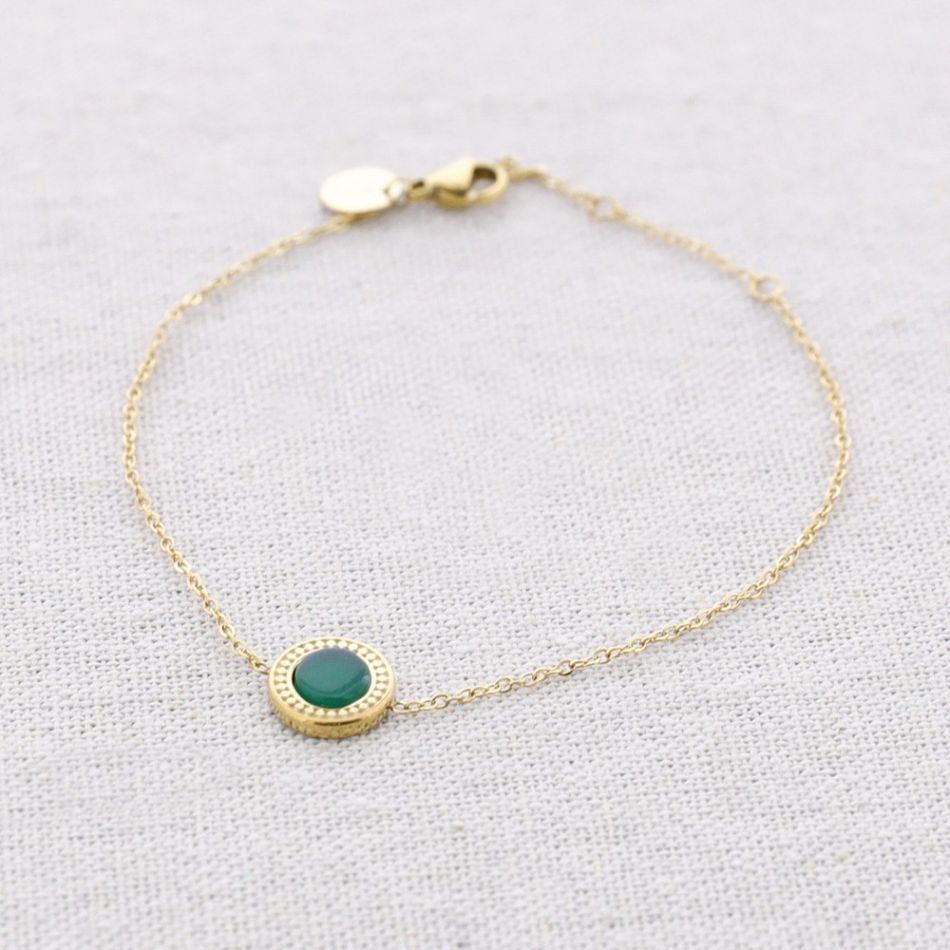 PULSERA ACERO MEDALLITA PIEDRA
