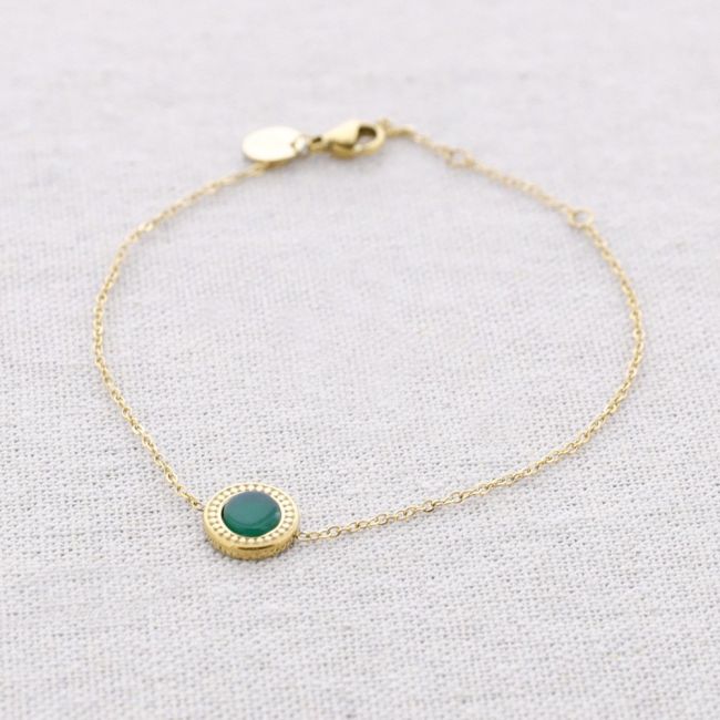 PULSERA ACERO MEDALLITA PIEDRA