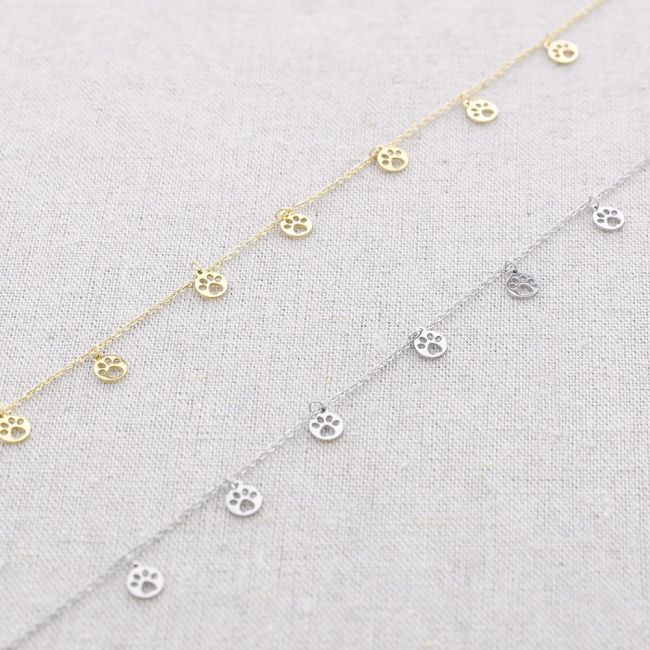 DOG FOOTPRINTS PENDANT STEEL SHORT NECKLACE