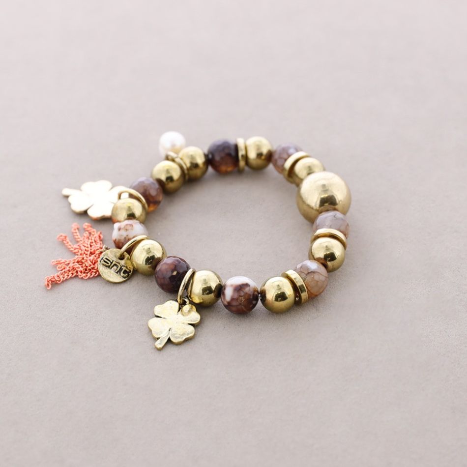 PULSERA CUENTAS METAL PIEDRAS
