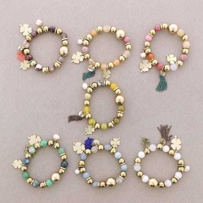 PULSERA CUENTAS METAL PIEDRAS