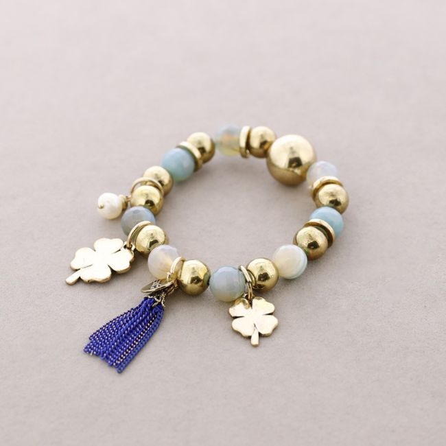 PULSERA CUENTAS METAL PIEDRAS