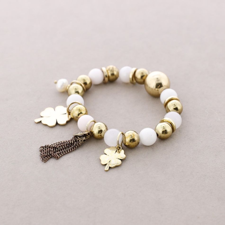 PULSERA CUENTAS METAL PIEDRAS