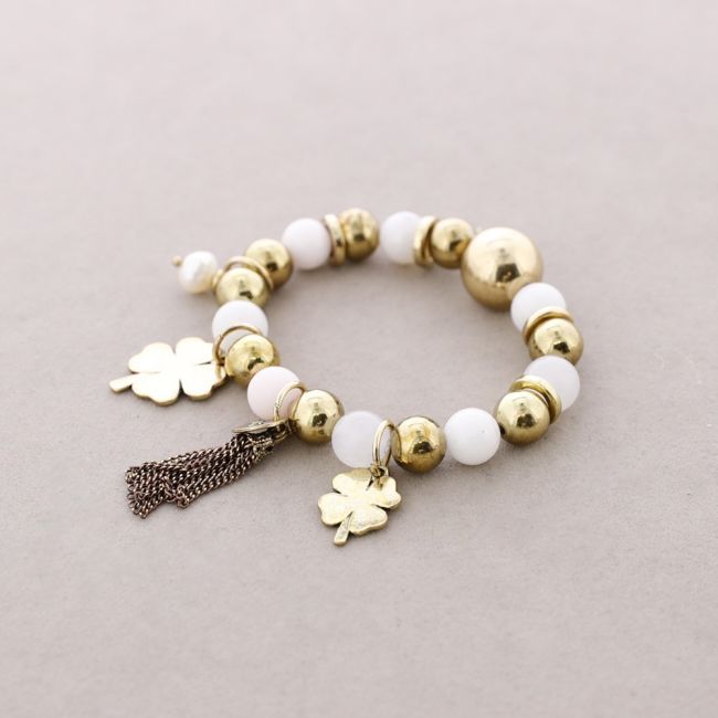 PULSERA CUENTAS METAL PIEDRAS