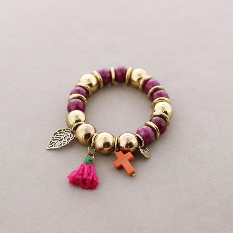 PULSERA CUENTAS METAL PIEDRAS