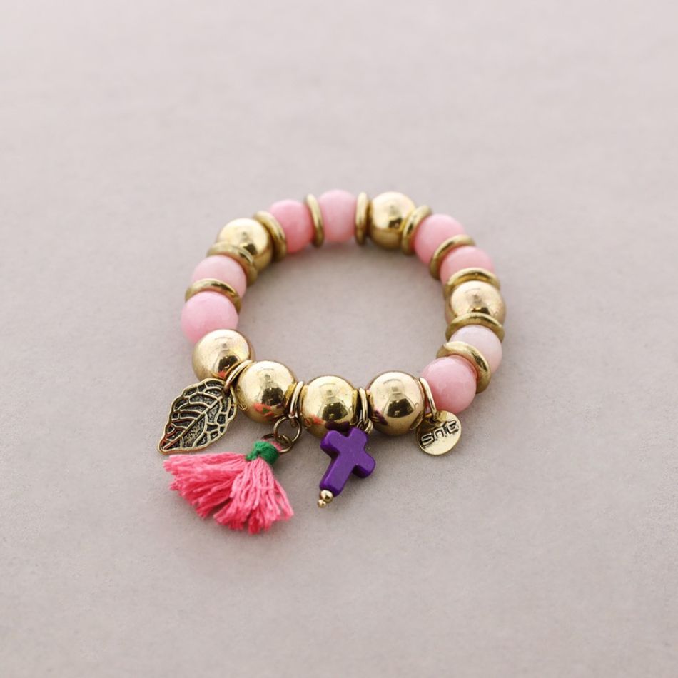 PULSERA CUENTAS METAL PIEDRAS