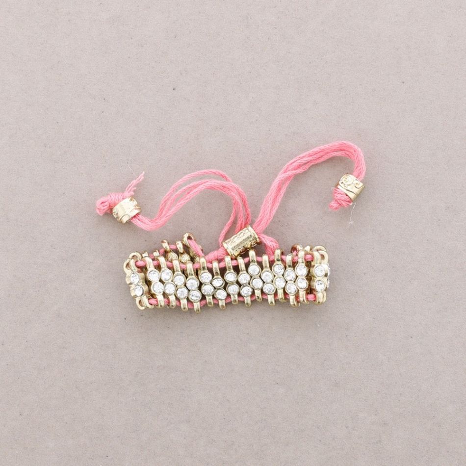 PULSERA MACRAME METAL CRISTALES