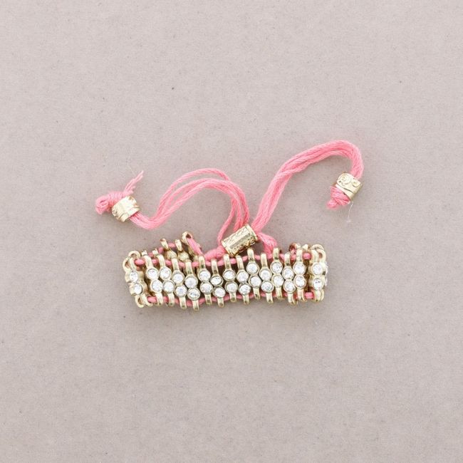 PULSERA MACRAME METAL CRISTALES