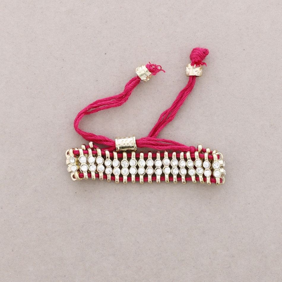 MACRAME METAL BRACELET WITH CRYSTALS
