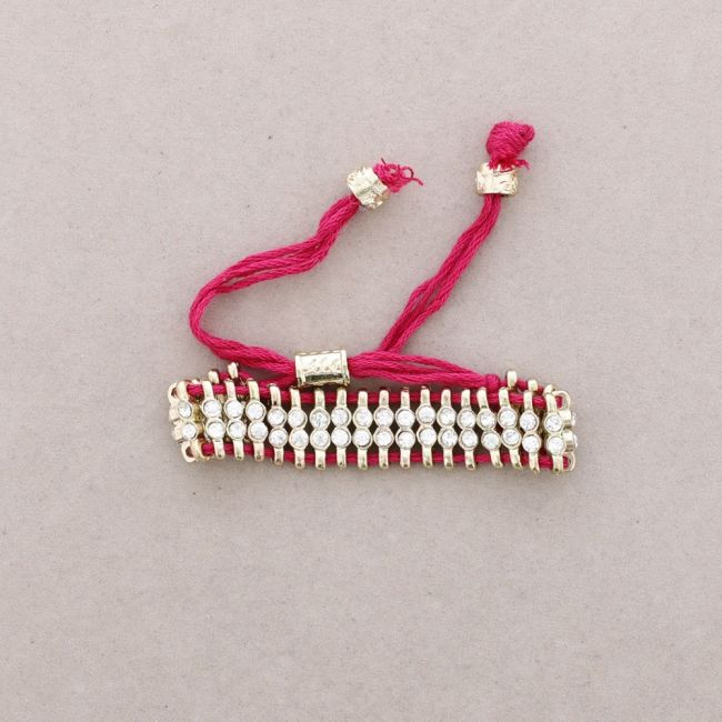 MACRAME METAL BRACELET WITH CRYSTALS