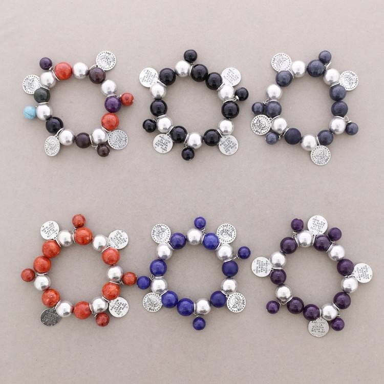 PULSERA CUENTAS METAL PIEDRAS 2