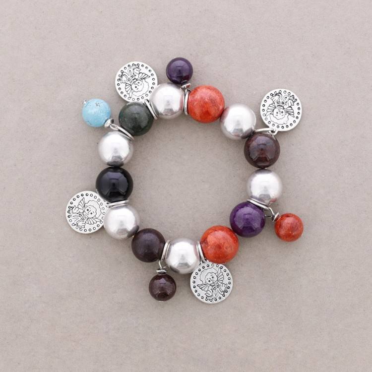 PULSERA CUENTAS METAL PIEDRAS