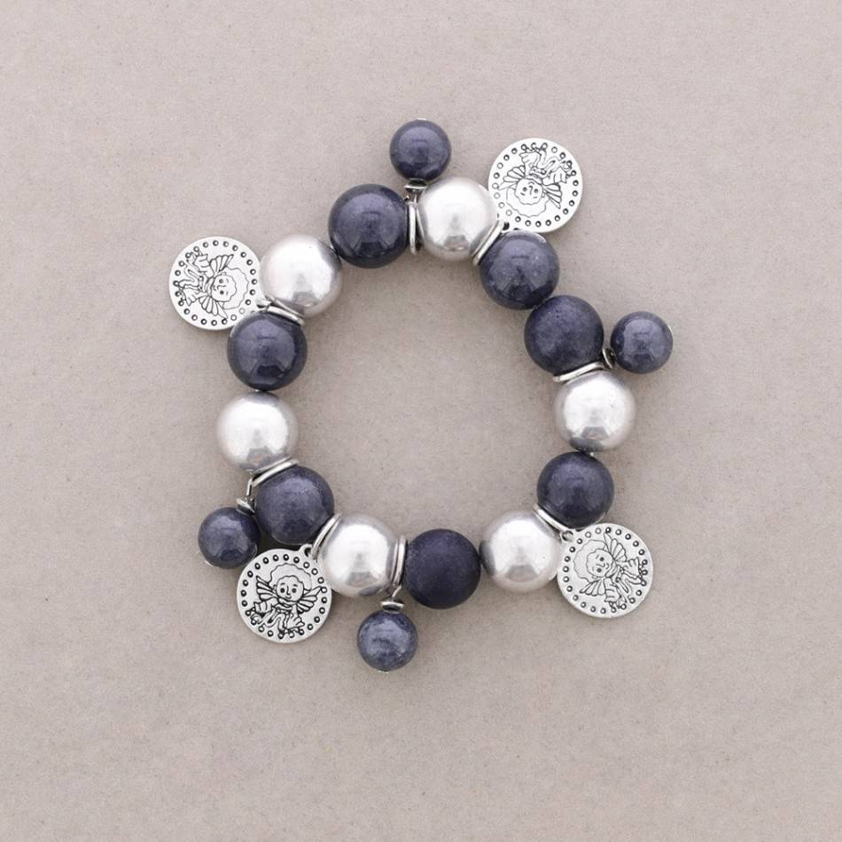 PULSERA CUENTAS METAL PIEDRAS