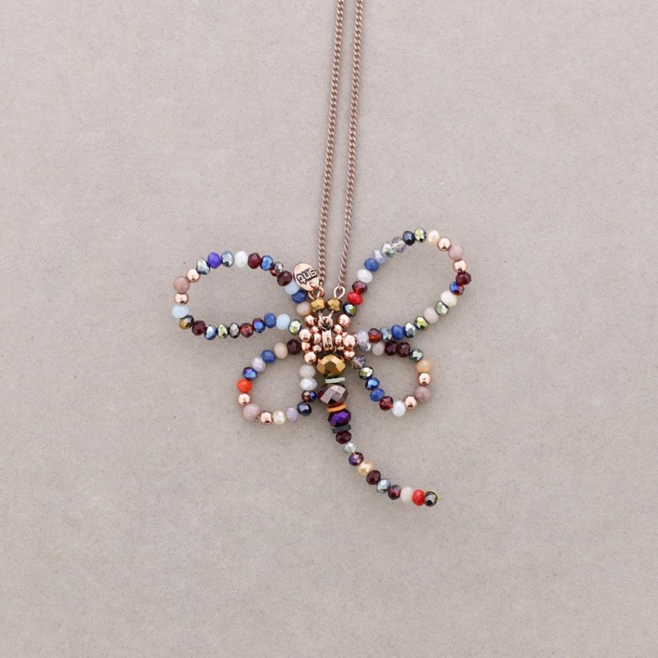 LONG PENDANT NECKLACE FACETED BEADS