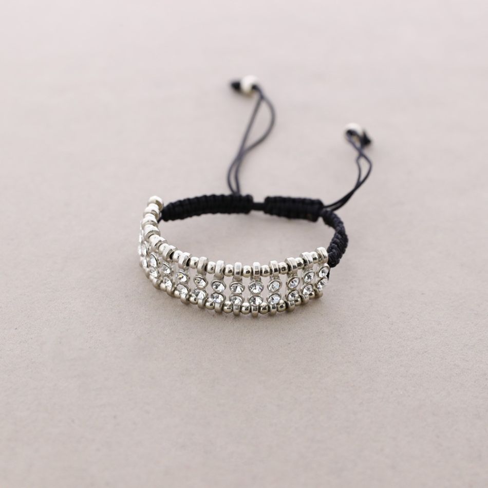 PULSERA MACRAMÉ METAL CRISTALES