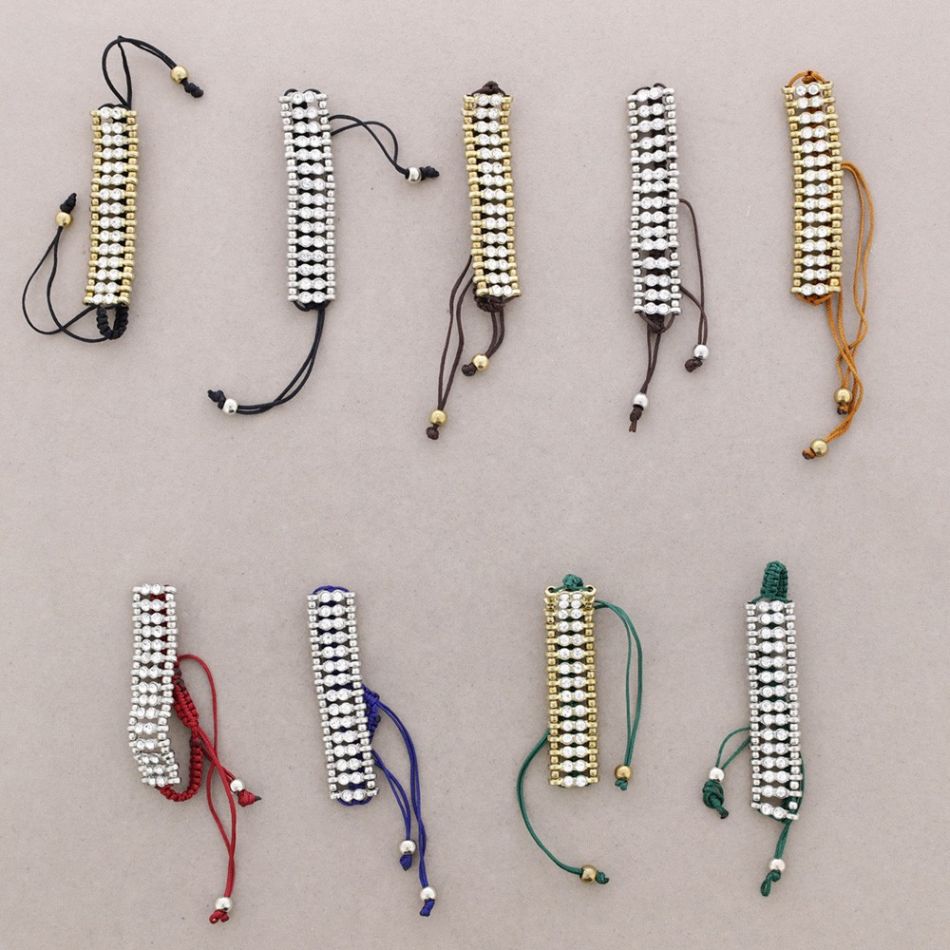 PULSERA MACRAMÉ METAL CRISTALES