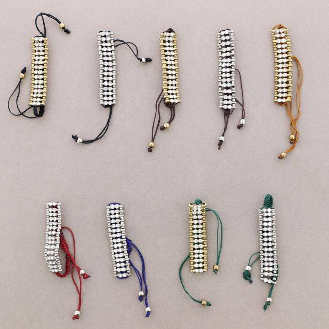 PULSERA MACRAMÉ METAL CRISTALES