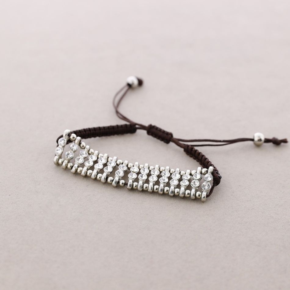 PULSERA MACRAMÉ METAL CRISTALES