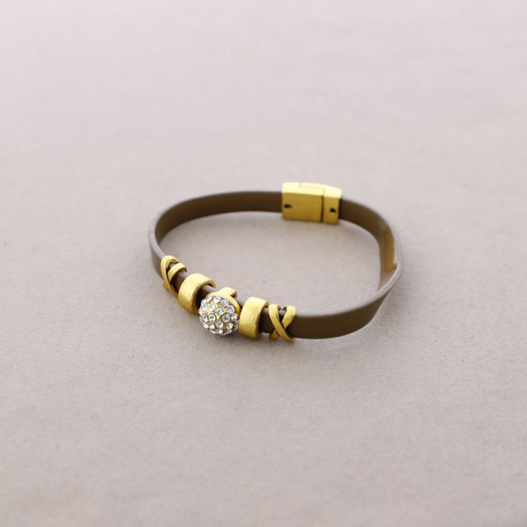 PULSERA POLIPIEL METAL CRISTALES