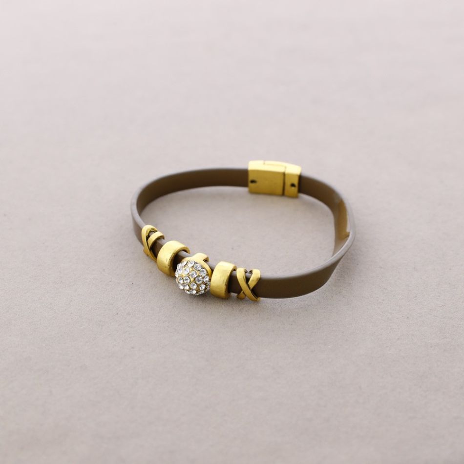 PULSERA POLIPIEL METAL CRISTALES