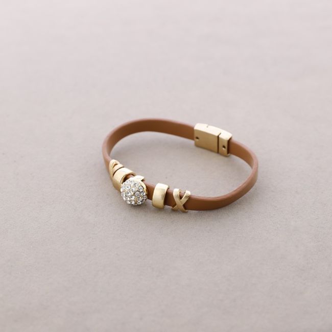 LEATHER BRACELET METAL CRYSTALS