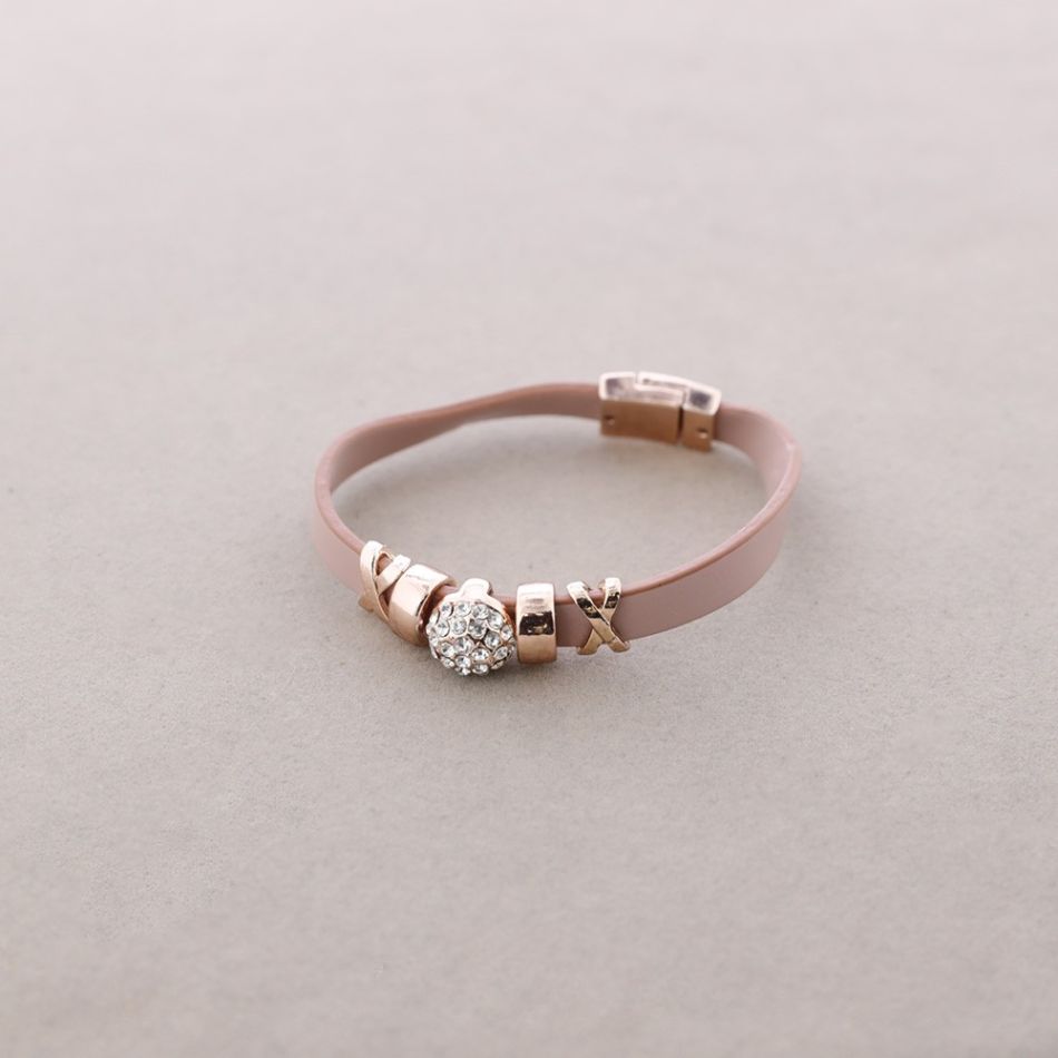 LEATHER BRACELET METAL CRYSTALS