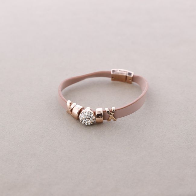 LEATHER BRACELET METAL CRYSTALS