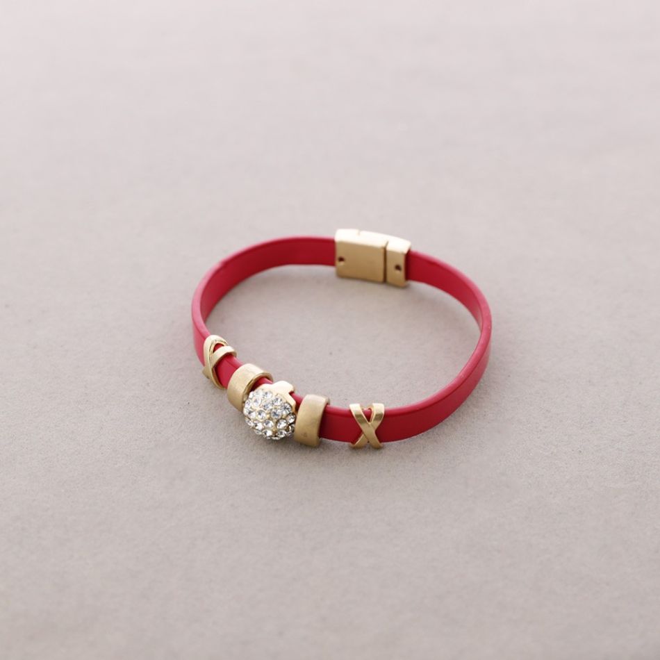 PULSERA POLIPIEL METAL CRISTALES