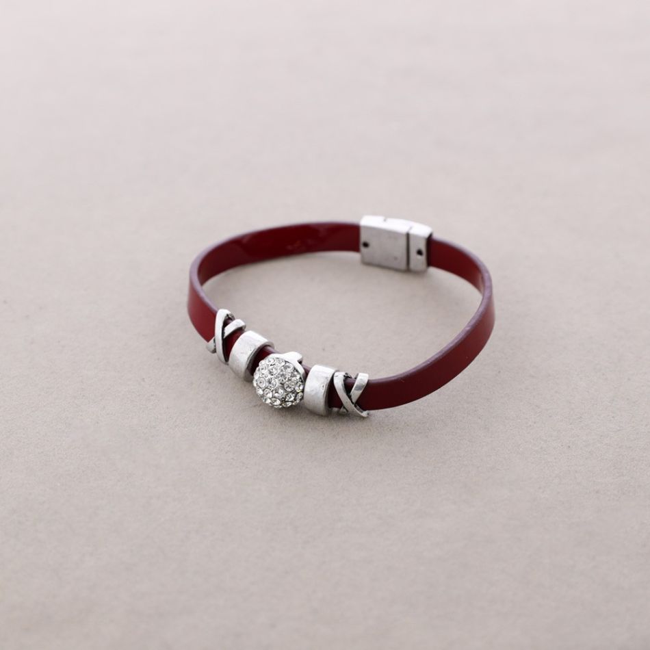 PULSERA POLIPIEL METAL CRISTALES