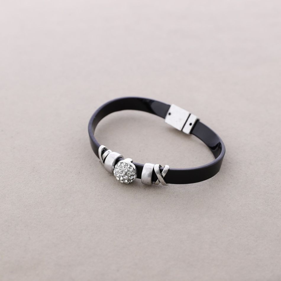 LEATHER BRACELET METAL CRYSTALS
