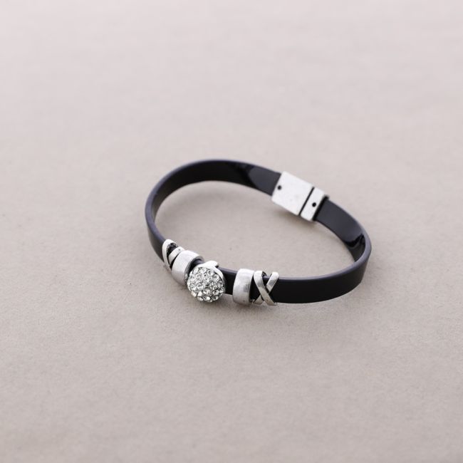 LEATHER BRACELET METAL CRYSTALS