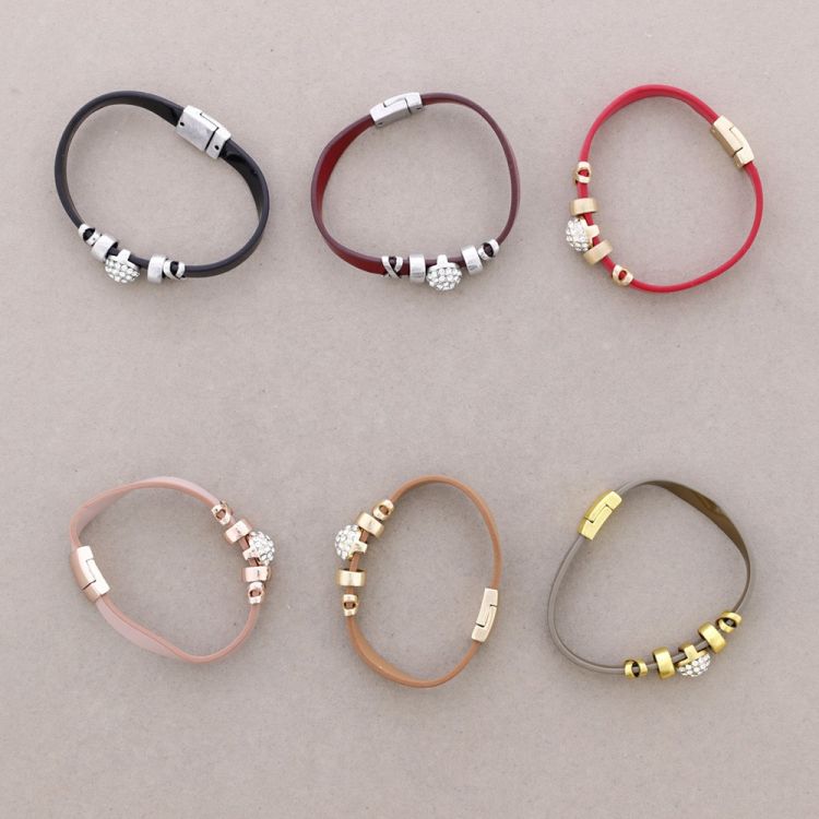 PULSERA POLIPIEL METAL CRISTALES 2