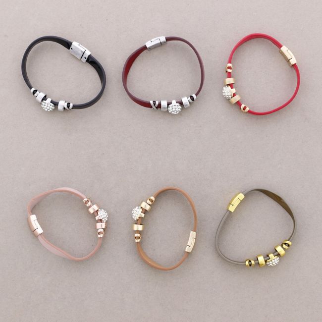PULSERA POLIPIEL METAL CRISTALES