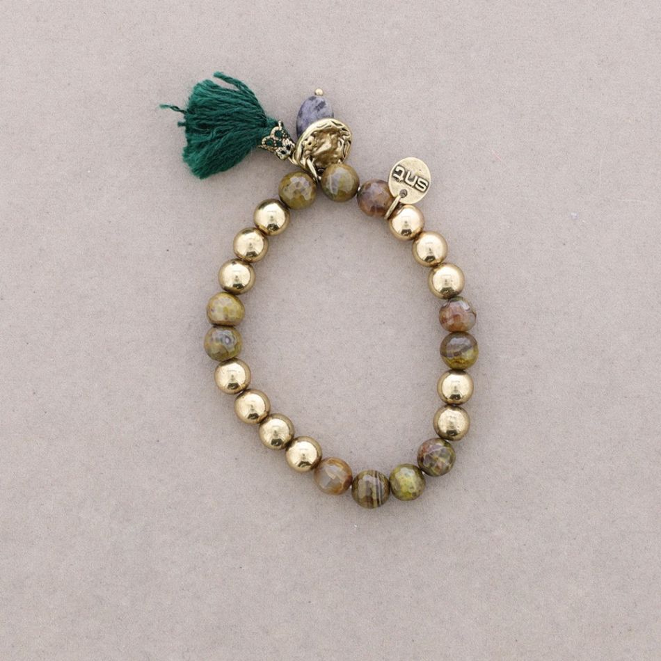 PULSERA CUENTAS METAL PIEDRAS