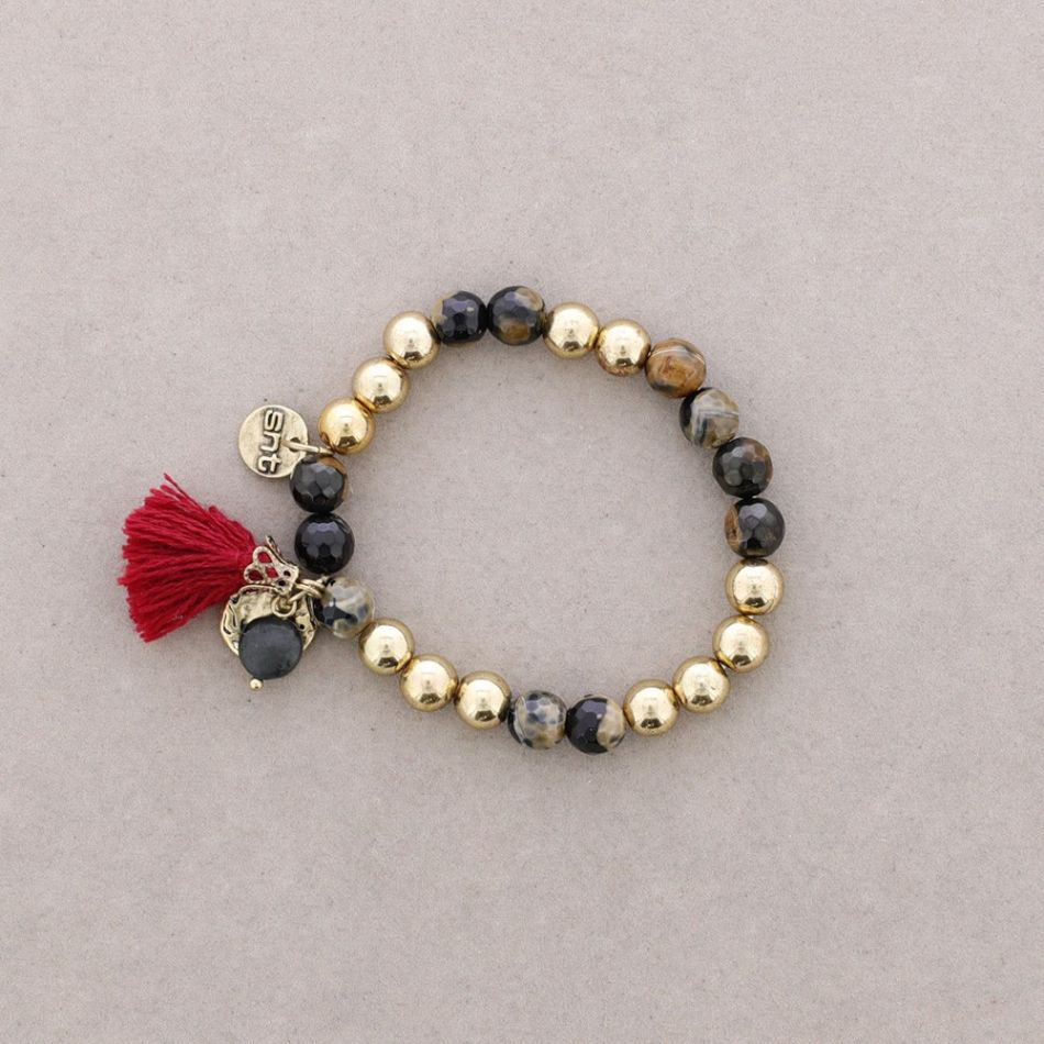 PULSERA CUENTAS METAL PIEDRAS