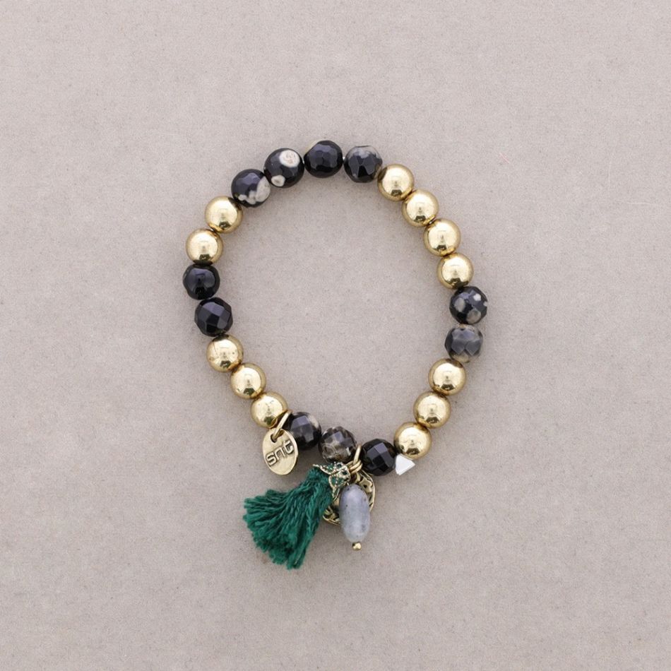 PULSERA CUENTAS METAL PIEDRAS