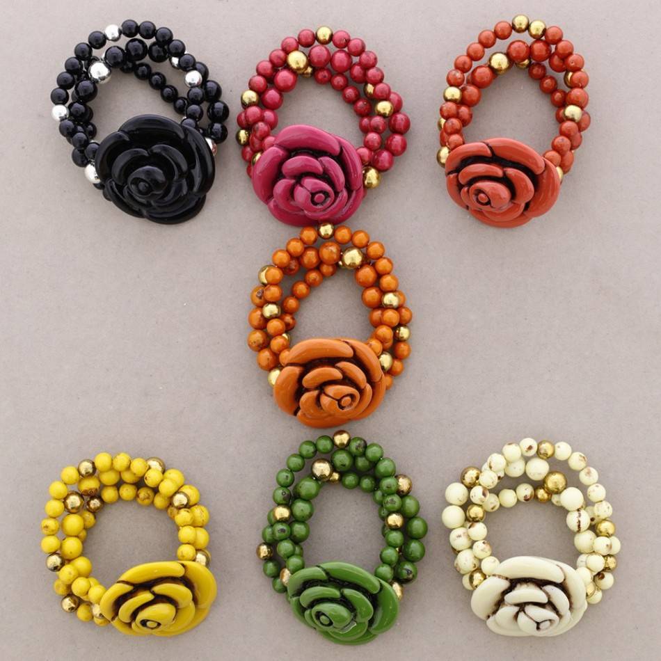 PULSERA FLOR CUENTAS PASTA