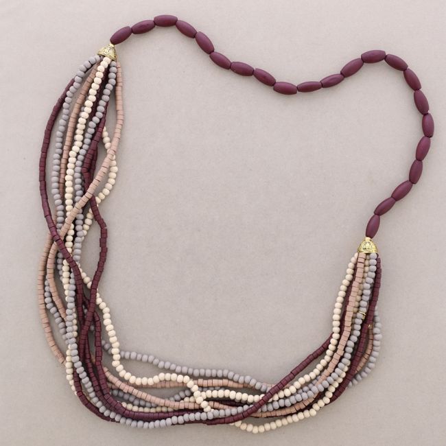 COLLAR LARGO CUENTAS MADERA