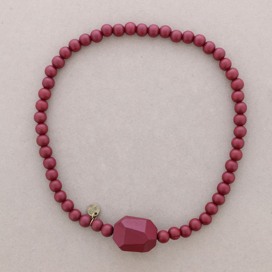 ELASTIC CHOKER WITH WOODEN BEADS
