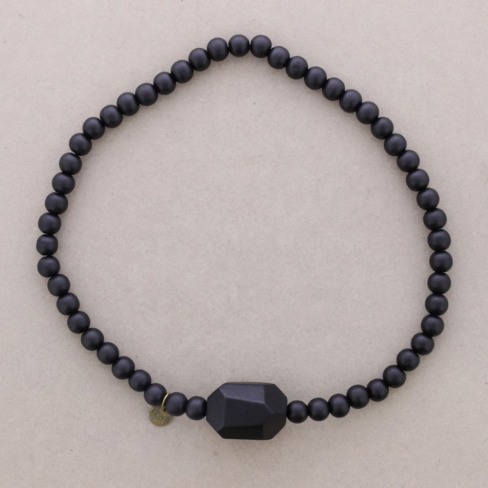 ELASTIC CHOKER WITH WOODEN BEADS