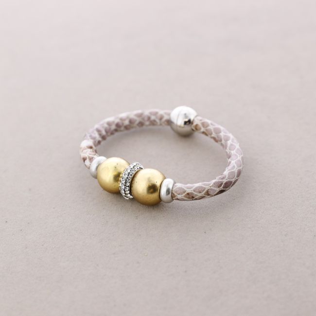 LEATHER METAL CRYSTALS BRACELET