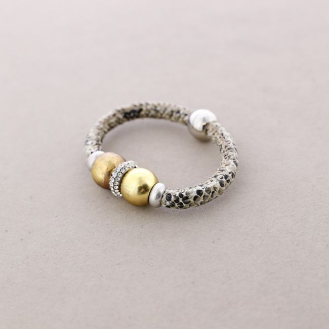 LEATHER METAL CRYSTALS BRACELET
