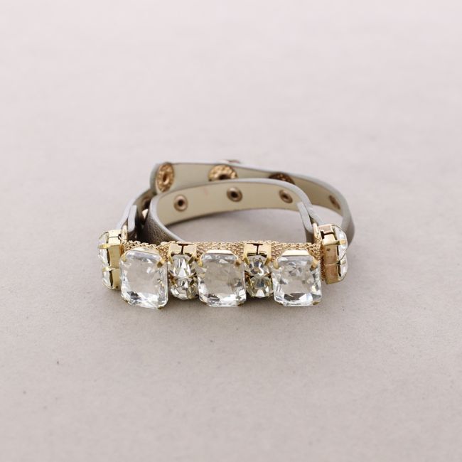 PULSERA CUERO CRISTALES