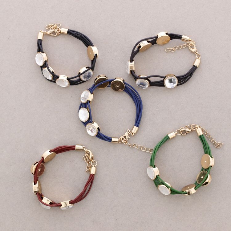 PULSERA CUERO CRISTALES FACETADOS 2